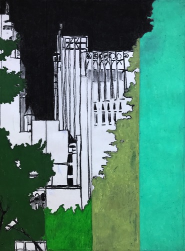 Madison Square Park Night (on loan);
charcoal and oil pastel on paper, 24 x 18" Madison Square Park Night (on loan);
charcoal and oil pastel on paper, 24 x 18"